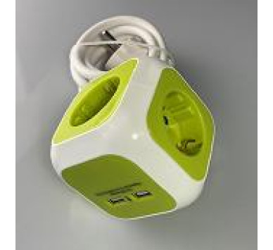 ΠΟΛΥΠΡΙΖΟ 3 ΘΕΣΕΩΝ & 2USB(2.1A) ΚΥΒΟΣ ΚΙΤΡΙΝΟ 3Χ1.5mm 1.5Μ ΑΣΦΑΛΕΙΑΣ