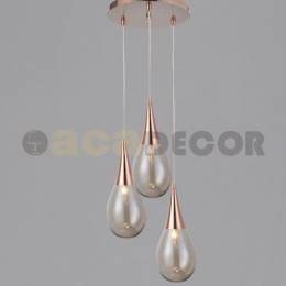 Κρεμαστό Τρίφωτο Round Tear Pink Gold