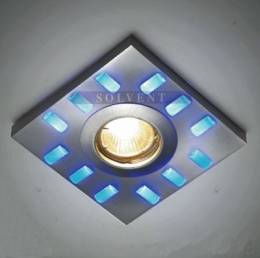Τετράγωνο Σποτ με 12 Μπλε Led Νίκελ Ματ