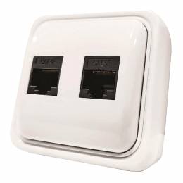 Πρίζα RJ45 Διπλή Data Λευκό