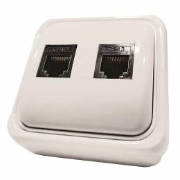 Πρίζα RJ11 και RJ45 Διπλή Τηλεφώνου και Data Λευκό